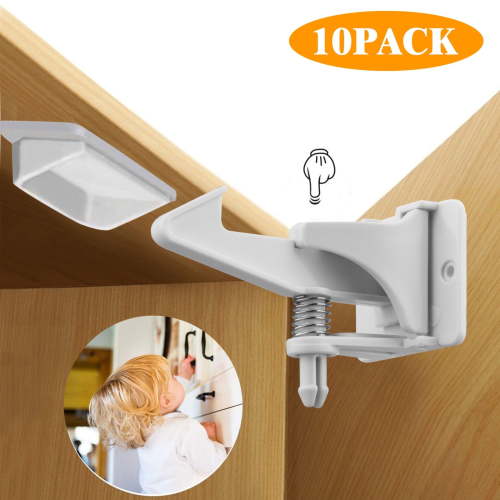 EEEKit Safety Cabinet Lock with Extra-Long Hook Arm Kids Home Baby Safety Lock, 10 Piece