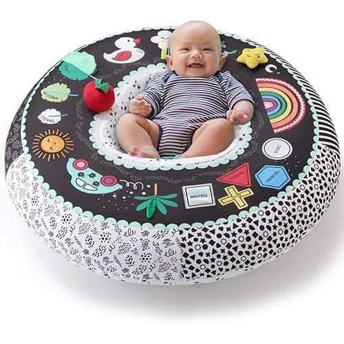 The Peanutshell Inflatable Baby Seat, Sitting Support, Activity Center for Babies 0-6 Months, Black and White High Contrast Play Ring