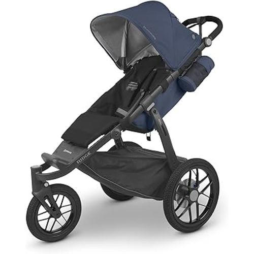 UPPAbaby Ridge Jogging Stroller/Durable Performance Jogger with Never-Flat Tires/Built for Walking, Running, Hiking/Water Bottle Holder and Basket Cover Included/Reggie (Slate/Carbon Frame)