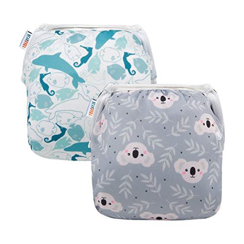 ALVABABY Baby Swim Diapers 2pcs Reuseable Washable & Adjustable for Swimming Lesson Baby Shower Gifts 0-2 Years YK59-YX35