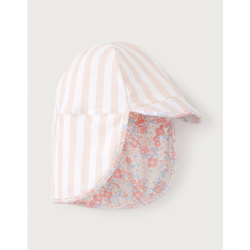 Recycled Petunia Floral & Stripe Reversible Swim Hat (0–24mths) | View All Baby | The White Company US
