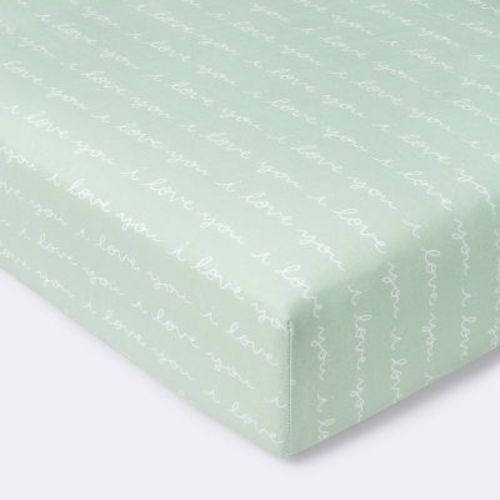 Fitted Crib Sheet I Love You Script - Cloud Island™ - Mint