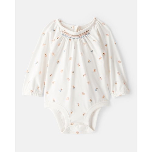 Baby Girl Floral Print Long-Sleeve Fashion Bodysuit - Ivory - OshKosh | Carter's
