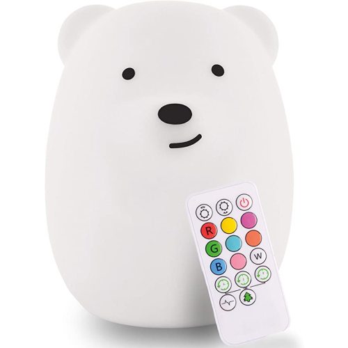 Lumipets Silicone Night Light for Kids, Bear - 9 Soft Colors, Remote Sleep Timer - Rechargeable, Battery-Operated Light for Toddler, Baby, Girls, Boys - Bedroom, Nursery