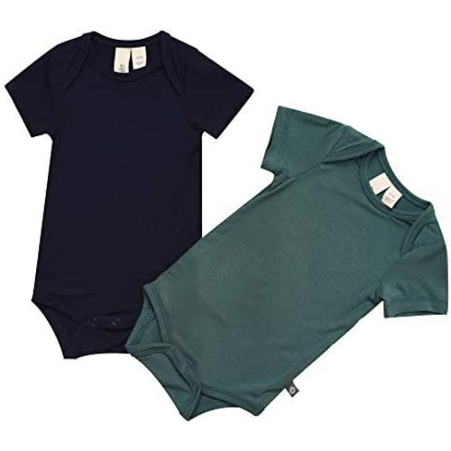 KYTE BABY Unisex Bodysuits, 2-Pack Short Sleeve Baby Bodysuits, 97% Rayon made from Bamboo, 3% Spandex
