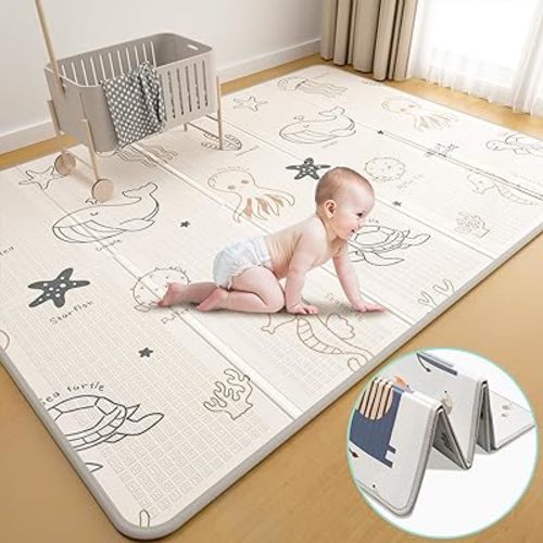 Foldable Baby Playmat, XPE Foam Baby Gym & Play Mat with Non-Toxic Materials, Extra Large Size 79" x 59"
