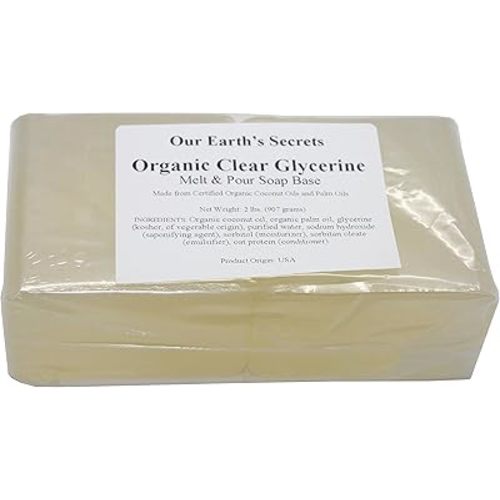 Our Earth's Secrets Organic Oil Clear Glycerin - 2 Pound Melt and Pour Soap Base