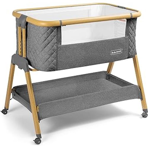 3 in 1 Baby Bassinet with Wheels, Portable Bedside Sleeper for Baby with 7 Adjustable Heights and Foam Mattress, Baby Bedside Crib for Newborns and Infants with Storage Basket, Carry Bag Included