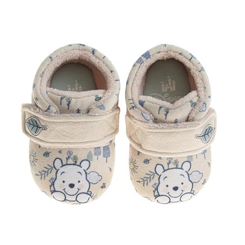 Disney Mickey, Minnie and Winnie the Pooh Baby Booties - Soft Plush Crib Shoes with Strap - Cozy Infant Slippers for Newborns and Babies (Size2,3,4 Infant)
