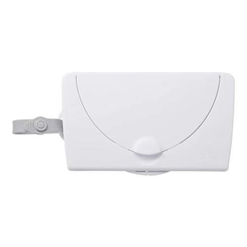 Ubbi On-the-Go Baby Wipes Dispenser, Portable Wipes Contianer for Travel, Diaper Bag Accessory Must Have for Newborns, Reusable Wipes Holder, White
