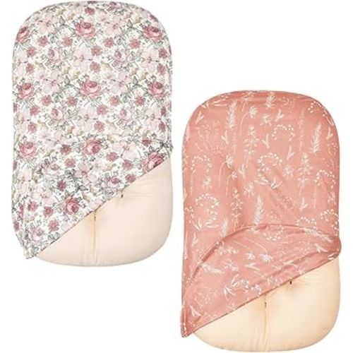 Little Jump 2 Pack Western Wild Flowers Baby Lounger Cover Soft Cotton Slipcover Fits Newborn Lounger for Baby Boys and Girls Infant Lounger Cover(2 Pack Vintage Floral)