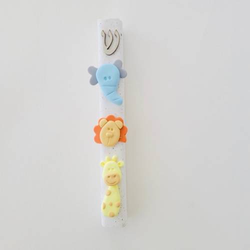 Jungle Animals Mezuzah Case, Baby Mezuzah, Children Mezuzah, Jewish Brit Milah Gift, Handmade, Judaica.