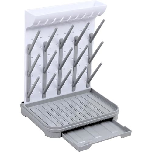 Baby Bottle Drying Rack – Large Vertical Bottle Dryer for 15 Bottles, Space-Saving Countertop Rack for Baby Bottles & Accessories, Compact Holder for Newborn Essentials