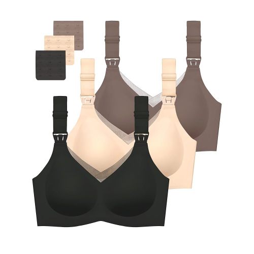 Gailife 3 Pack Nursing Bras for Breastfeeding Seamless V Neck Mesh Maternity Bra Comfort Pregnancy Sleep Bralette