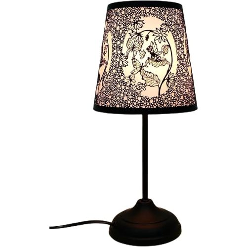 Flower Fairy Touch Lamp with Dimmable Touch Switch,Black Metal Cutout Shade, Flower Fairy Decoration Desk Lamp