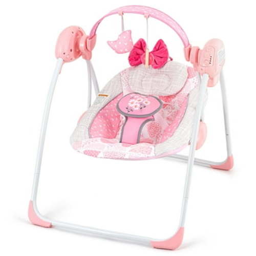 Baby Swing for Infants,Portable Baby Swing,Electric Baby Swings for Newborn, 6-Speed Infant Swing with Music,Timing,Soft Head Support,Pink Baby Girl Swing for Babies 0-6 Months 6-20 lbs
