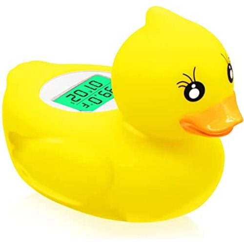 Duck Bath Thermometer, Baby Safety Water Thermometer for Bathtub Floating Toy for Infants Newborn Babies Digital Room Thermometer with LED Display Temperature Warning