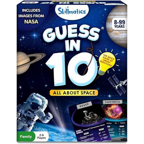 Skillmatics Guess in 10 NASA Space, Perfect for Boys, Girls, Kids & Families Who Love Card Games, Educational Toys, Travel Games, Gifts for Ages 8, 9, 10 and Up