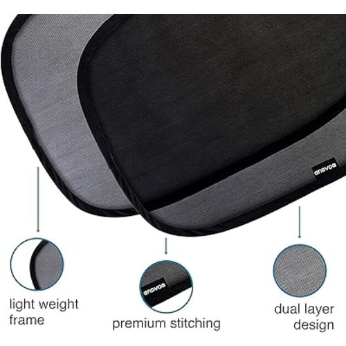 Enovoe Car Window Shades for Baby (2 Pack) - 21"x14" Sun Shade Blocker, Cling - Glare Shield and UV Rays Protection for Your Child - Side Window Screens for SUV- Mesh Windows Shades for car Baby