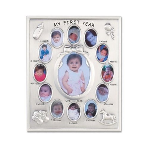 Silver-plated MY FIRST YEAR Frame - 12 Wallet Photos and 1 - 3x5 Photo Q-GP575