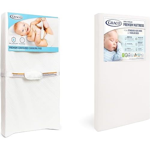 Graco Premium Nursery Essentials Starter Pack – 2-Piece Nursery Bundle with GREENGUARD Gold Certified Crib Mattress and Diaper Changing Pad, GREENGUARD Gold Certified & Formaldehyde Free Certified