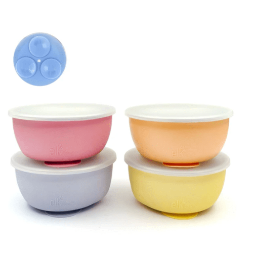 Stainless Steel Bowl with Silicone Suction Sleeve + Lids