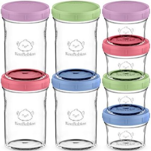 8pk Prep Baby Food Storage Containers, Leak-Proof, BPA Free Glass Baby Food Jars for Feeding (Slate)