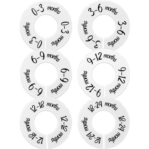 Baby Closet Dividers Unisex Baby Closet Organizer for Nursery Baby Clothes Size Age Dividers Fits 1.5" Rod D1-YXCMFGP