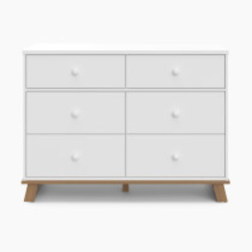 Storkcraft Modern 6 Drawer Dresser - White/Vintage Driftwood