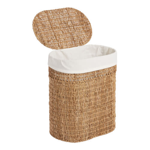 Salma Oval Seagrass Laundry Hamper with Liner - World Market