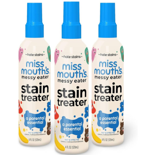 Miss Mouth's Messy Eater Stain Treater Spray - 4oz 2 Pack Stain Remover - Newborn & Baby Essentials - No Dry Cleaning Food, Grease, Coffee Off Laundry, Underwear, Fabric
