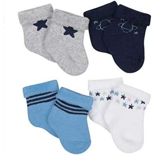 Gerber Baby Boy Size 0-6 Months Wiggle Proof Stay On Organic Cotton Ankle Bootie Sock 4-Pack