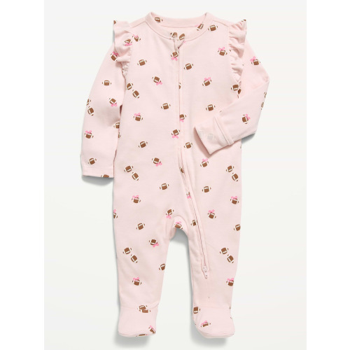 Ruffle-Trim 2-Way-Zip Sleep & Play Footed One-Piece for Baby