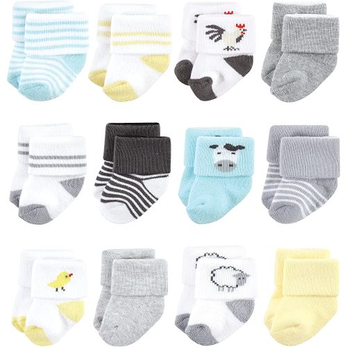 Hudson Baby Baby Girls' Cotton Rich Newborn and Terry Socks