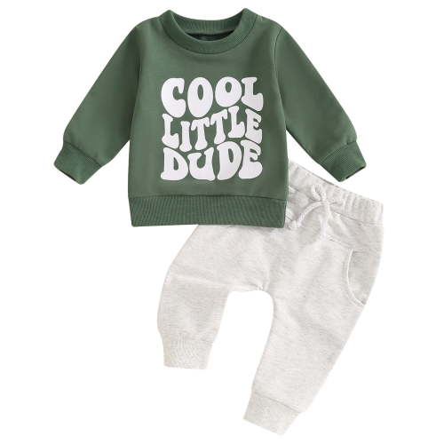 Durtebeua Newborn Baby Boy Girl Clothes Knitted Cotton Long Sleeve Romper Long Pants Solid Color Fall Winter Outfits Z08-Green,3-6 Months