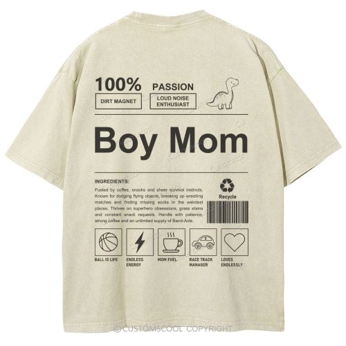 Boy Mom Unisex Fit Washed T-Shirt Customscool
