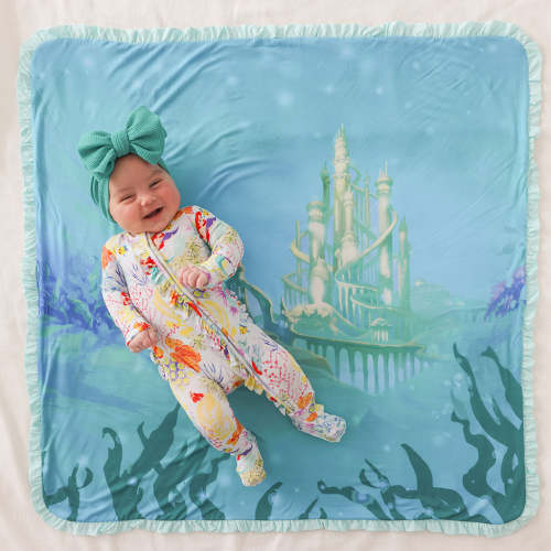 Disney Princess Ariel & Ariel's Castle Ruffled Luxette Patoo® Blanket