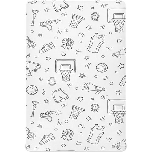 Fitted Crib Sheets Basketball Sport Stretchy Portable Playard Sheets for Baby Toddler, Breathable Soft Mini Crib Mattress 52 x 28 in for Boys and Girls
