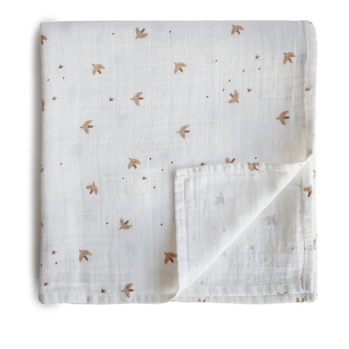 Organic Cotton Mushie Baby Muslin Swaddle Blanket - swallows