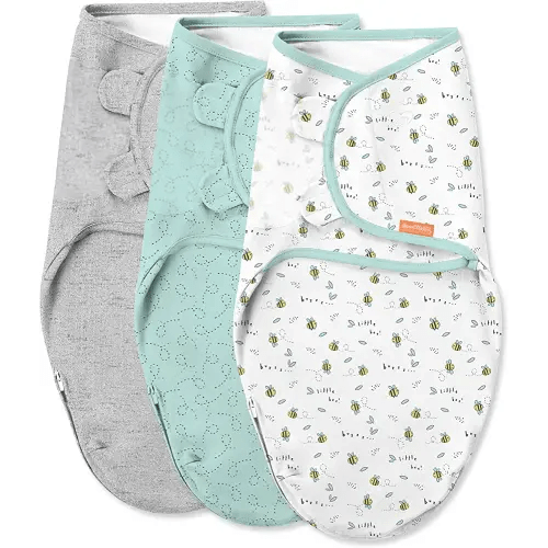 SwaddleMe by Ingenuity Easy Change Swaddle in Size Small/Medium, For Ages 0-3 Months, 7-14 Pounds, Up to 26 Inches Long, 3-Pack Baby Swaddle with Easy Change Zipper