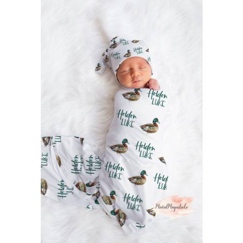 Mallard Duck Swaddle Blanket, Duck Swaddle Blanket, Personalized Mallard Swaddle, Custom Duck Hunter Baby Swaddle, Duck Hunting Photo Prop