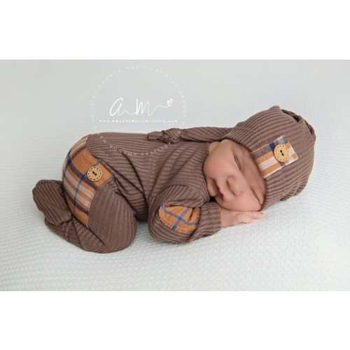 Newborn footed sleeper,baby pajamas,footed romper and hat, sky blue photo outfit photo props boy Newborn Photo props