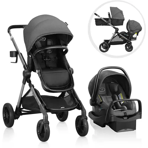 Evenflo Pivot Xpand Modular Travel System with LiteMax Infant Car Seat with Anti-Rebound Bar (Sabino Gray)