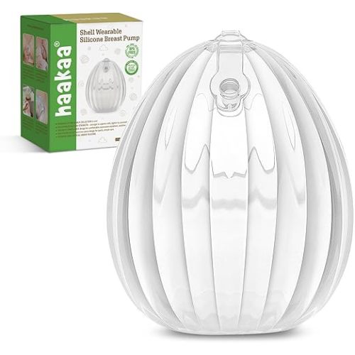 haakaa Shell Wearable Silicone Breast Pump - Silicone Hands Free Breast Pump - Passive Breast Milk Collector Shell for Newborns - Breastfeeding Essentials - 2.5oz/75ml,1 Count