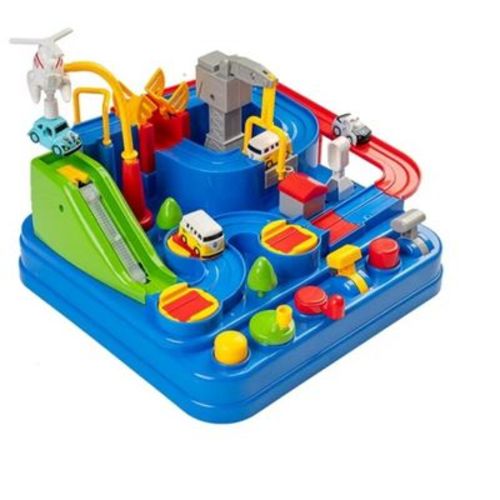 Movssou Race Track Car Toy Adventure Toy Rescue Playset Puzzle Rail Track City Construction 4 Mini Cars