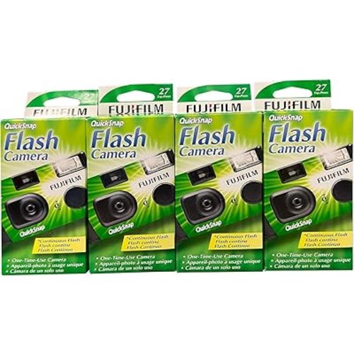 Fujifilm QuickSnap Flash 400 One Time Use 35mm Camera with, 27 Exposures, 4-Pack