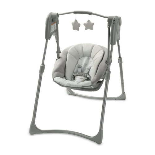 Graco Slim Spaces Compact Infant Baby Swing, Space Saver with Foldable Design, Reign