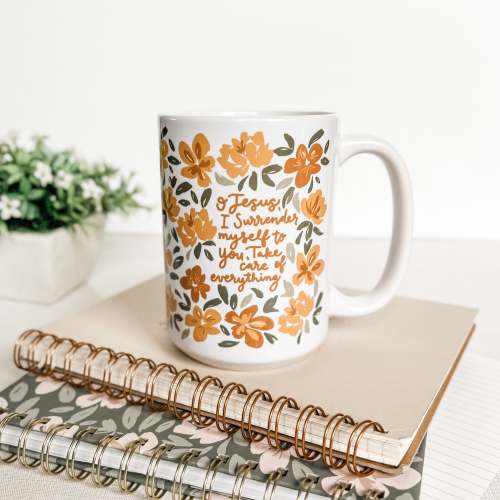 Surrender Prayer Floral Mug – The Little Rose Shop