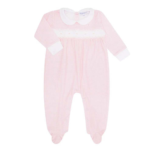 Pink Gingham Smocked Footie