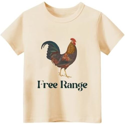 Kids Short Sleeve Tees Toddler Crewneck T-Shirts Boys Girls Dino Raccoon Excavator Silly Goose Flower Girl Tops 2-7 Years